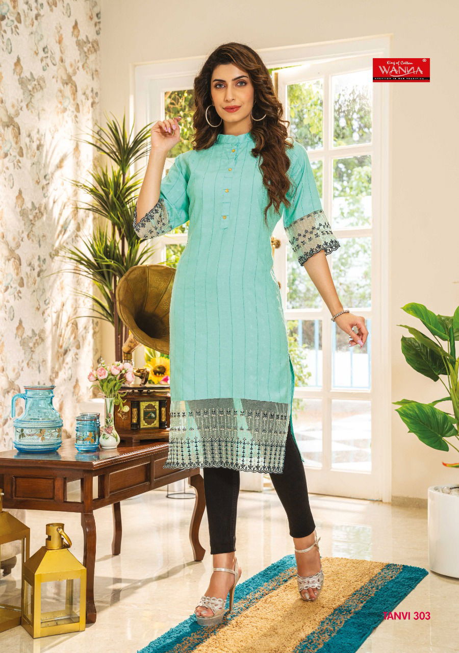 Wanna Tanvi 3 New Fancy Wear Rayon Embroidery Fancy Kurti Collection